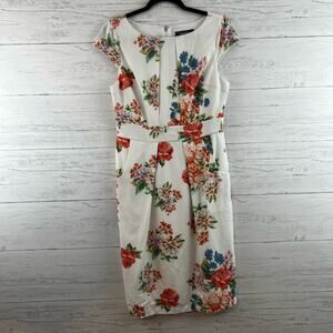 Modcloth Elegant Reflections White Floral Pocket Dress Size M